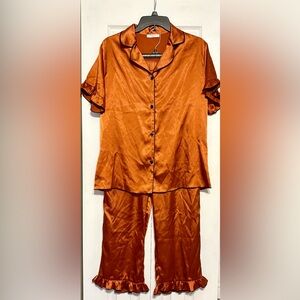 Satin Short-Sleeve Pajama Set — Copper